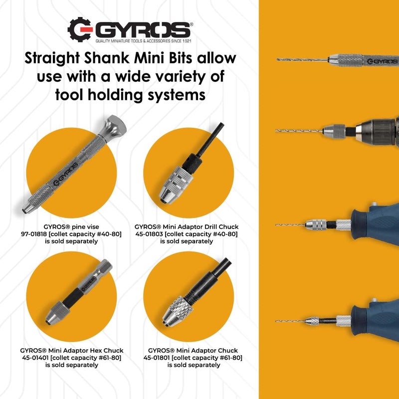 GYROS 12 PCS #55 Micro Drill Bit Set â€“ Small Drill Bits for Jewelry, Plastic, Resin, & Soft Metal â€“ Carbon Steel Wire Gauge Mini Twist Drill Bit Set for Pin Vise Hand Drill & Rotary Tool - Image 5